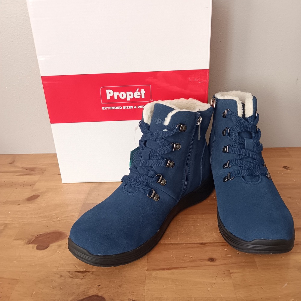 Propet Demi Boots Womens 11 Indigo Blue New Suede Water Resistant Hiking Ankle